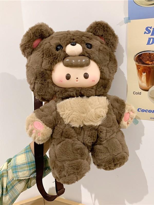Plush Bear Backpack For Girls With Zipper Closure And Daypack Style