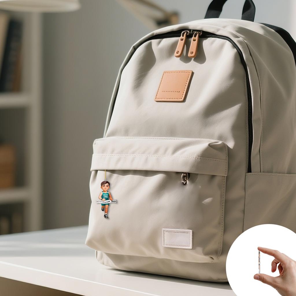 2D Runner Keychain, Personalized Runner Keychain, Running-themed Keychain, 2025 New York Keychain, Gift For Running Enthusiasts.