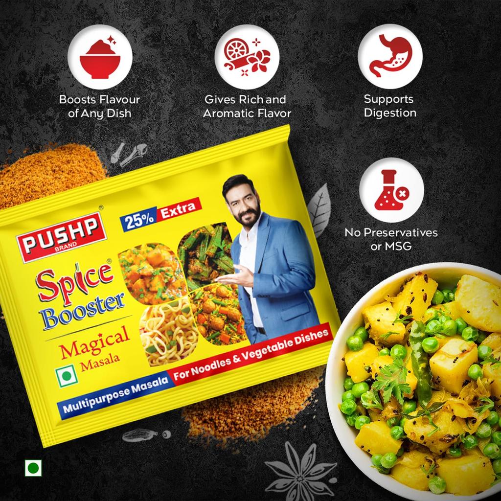 Pushp Brand Spice Booster Magical Masala Blend For Daily Vegetarian Cooking Savory Flavor Enhance Pack Of 40