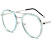 Fashion Optical Glasses Pilot Eyeglasses Oversize Frame Spectacles Personality Double Googles Alloy Eyewaear Women Ornamental