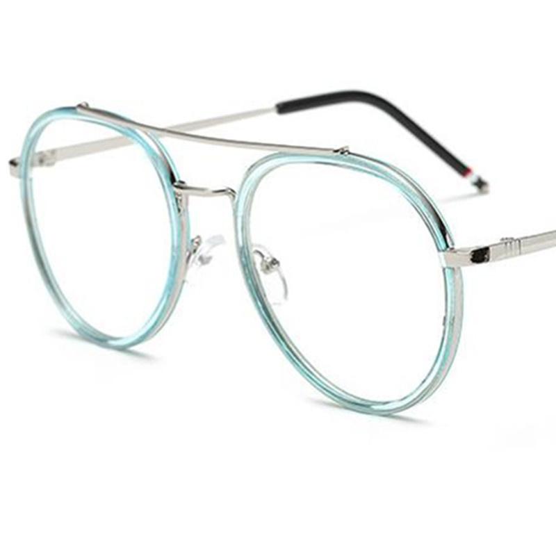 Fashion Optical Glasses Pilot Eyeglasses Oversize Frame Spectacles Personality Double Googles Alloy Eyewaear Women Ornamental
