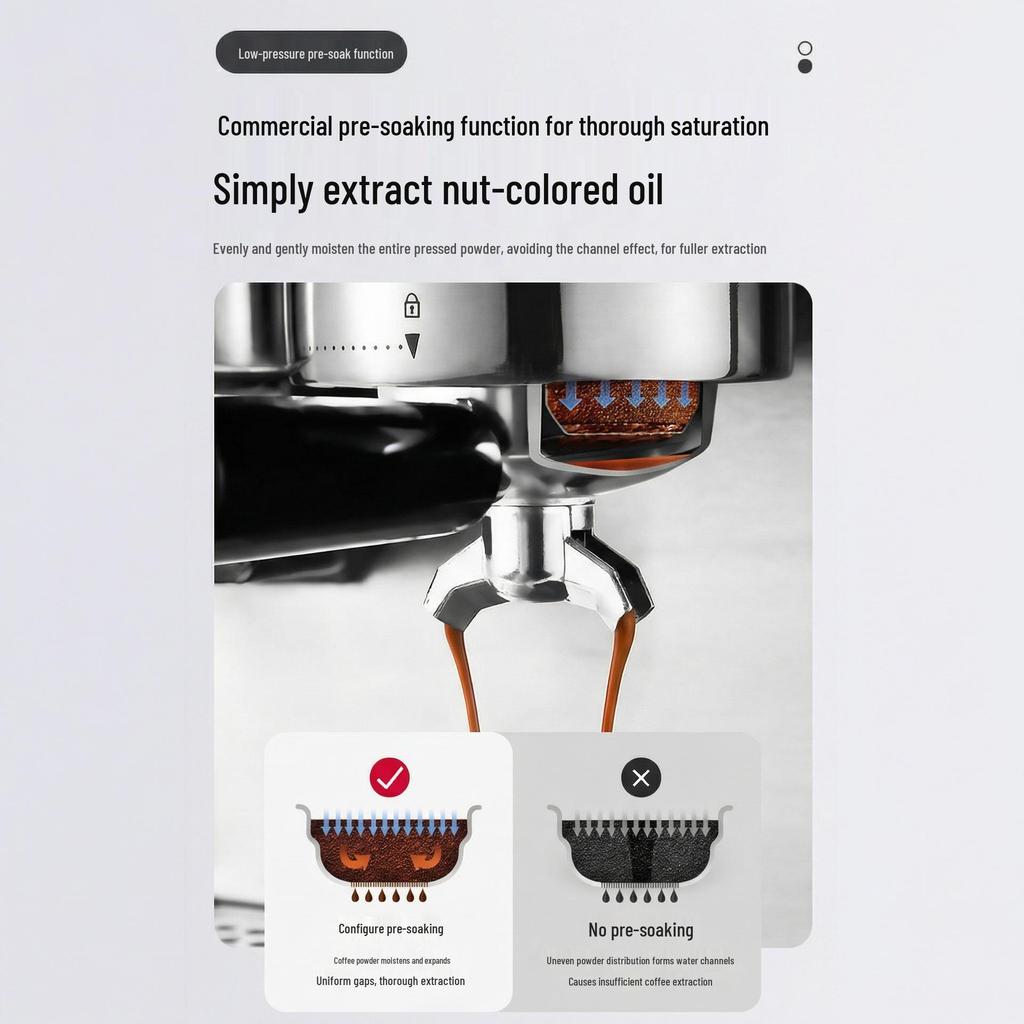 Dual Boiler Coffee Machine with Grinder, Digital Display & Dual Extraction, for Home & Office