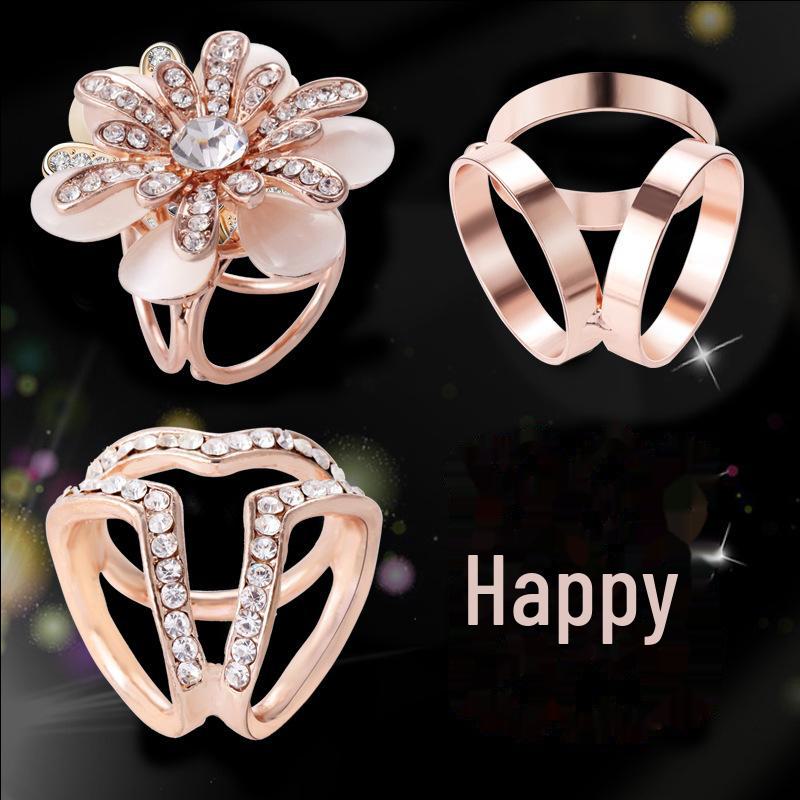 Korean Cartoon Pearl Brooch & Camellia Corsage with Crystal Diamond Scarf Buckle