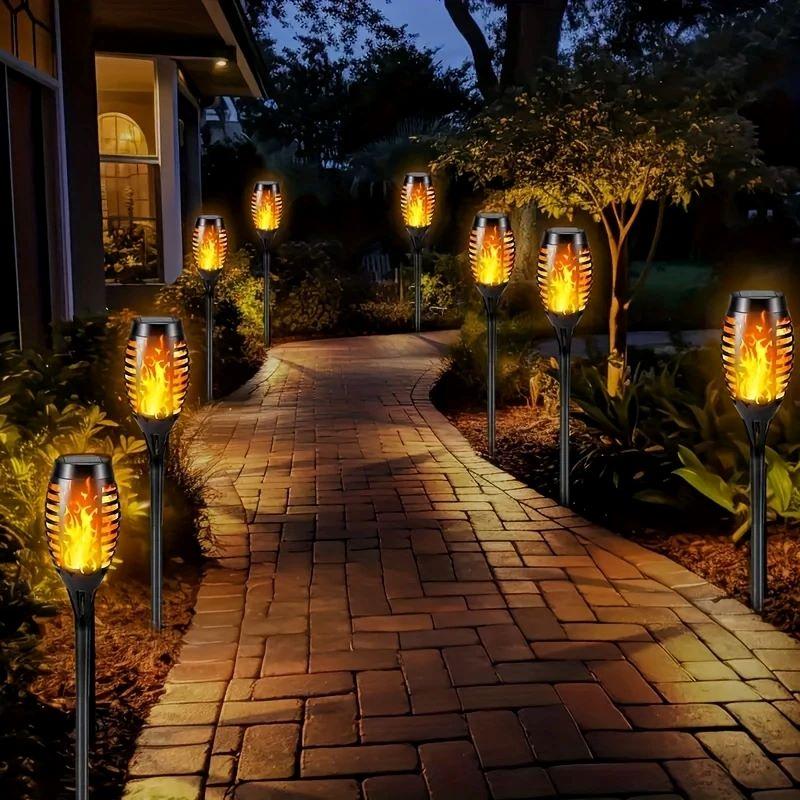 1/2/4/8PCS Outdoor Solar Torch IP65 Waterproof 12 LED Solar Light Flame Realistic for Use in Courtyards Gardens Grasslands