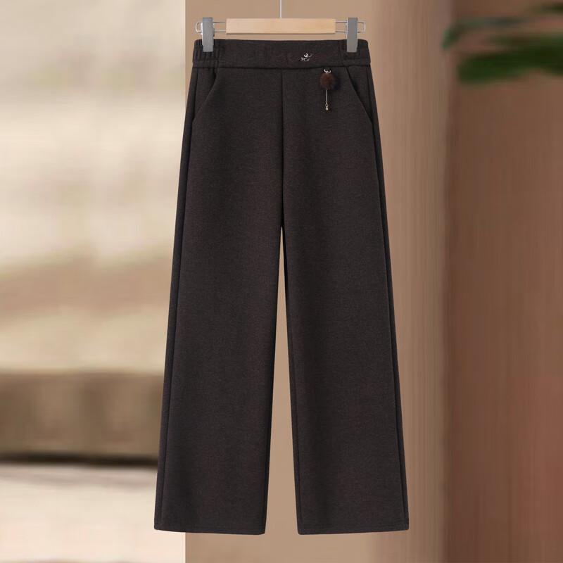 Women's Elastic Waist Fleece-Lined Straight-Leg Pants