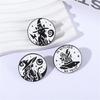 Gothic Halloween Brooch Punk Style Enamel Lapel Pin Witch Black Cats Moon Designs Jewelry Accessories Gift