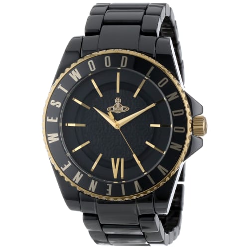 Vivienne Westwood Men's Analog Orb Watch, Black and Gold, VV048GDBK