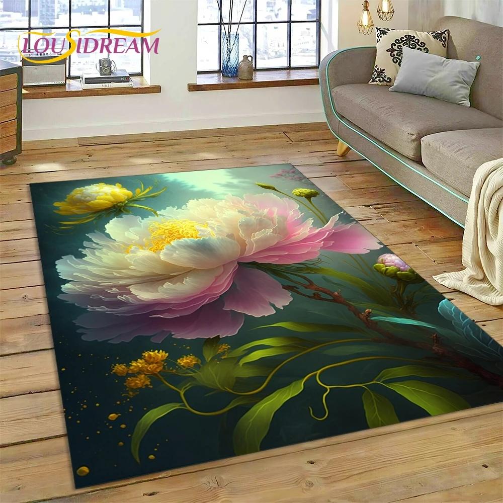 3D Dream Sun Flowers Nordic Daisy Rug Carpet for Living Room Bedroom Home Decor,Non-slip Decoration for Sofa Doormat Gifts Kid