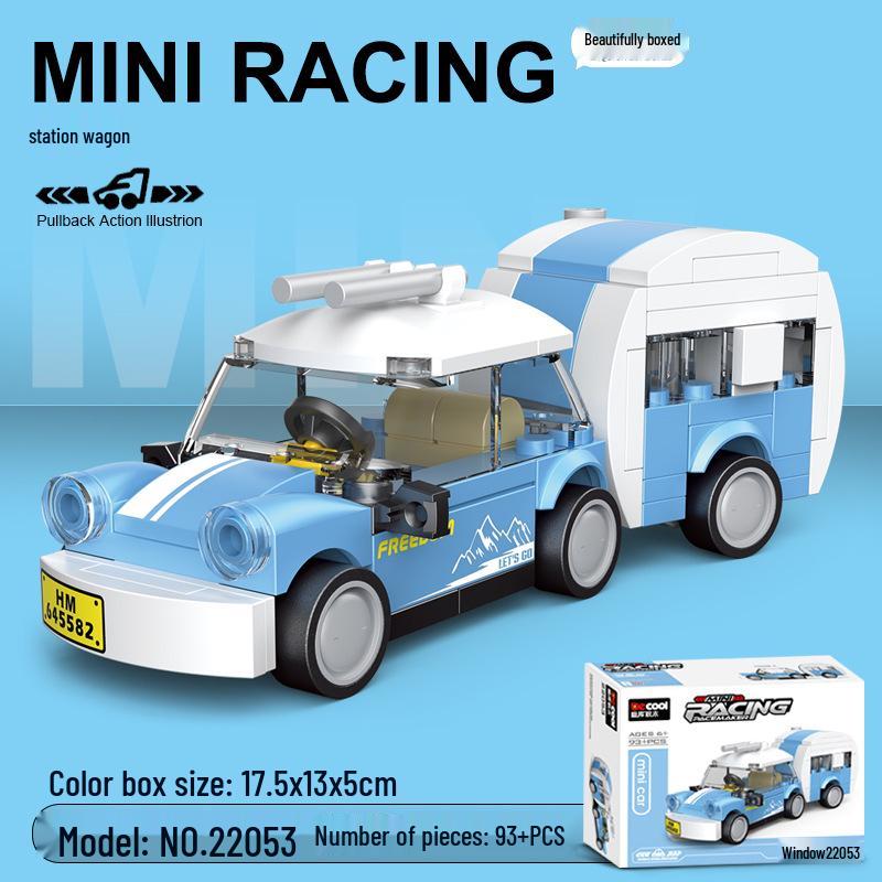 Pull-Back Assembly Toy Set: Campervan, Race Car, Ambulance, Fire Truck