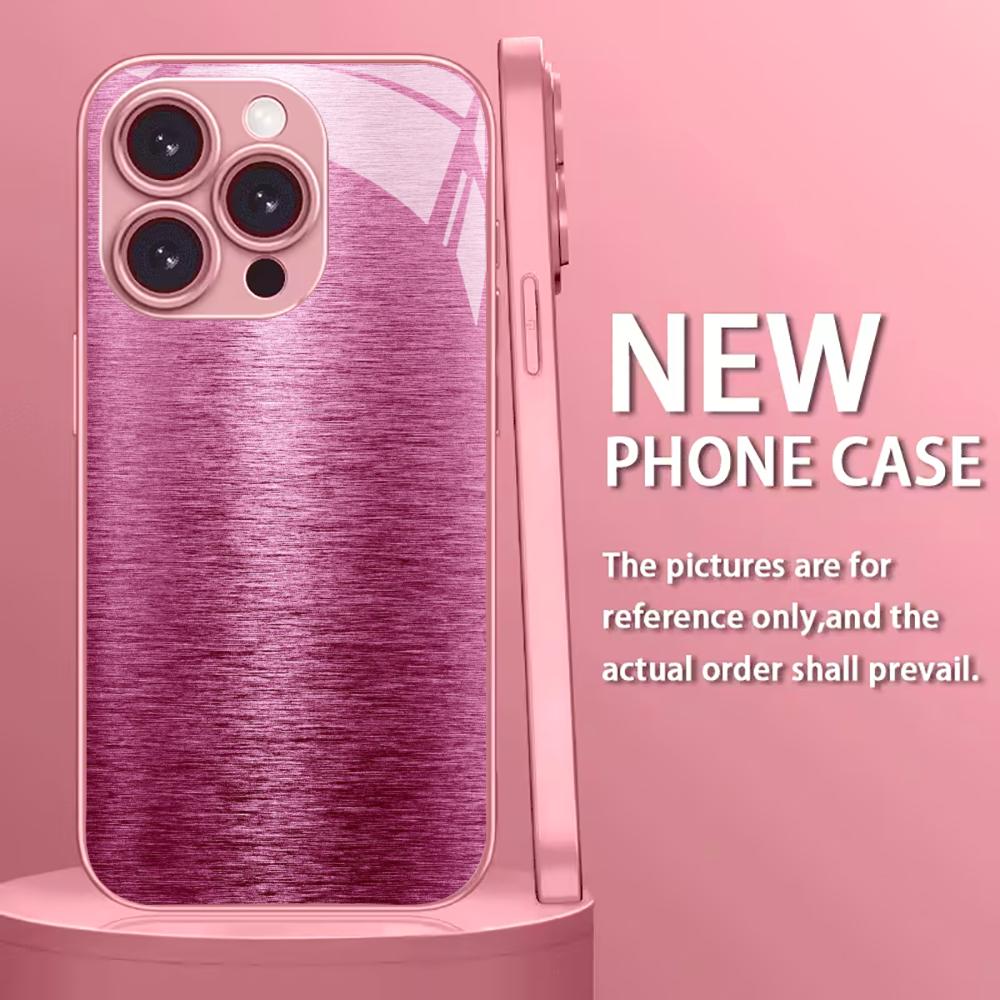 

Electroplated Silver Tempered Glass Phone Case for iPhone Case for 11/12/13/14/15/16/17 Pro MAX iPhone 17