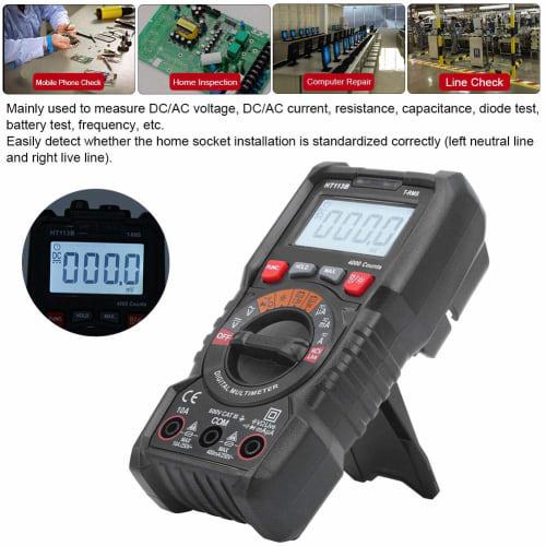 High-Precision Handheld Digital Multimeter for Voltage, Current, Resistance, and Capacitance Measurements, Built-in Test Battery, Large Display, for B