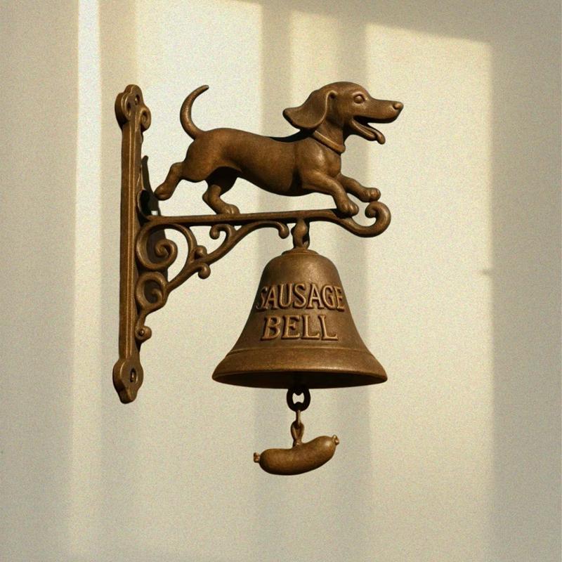 Retro Pug Welcome Doorbell Dog-Shaped Front Door Chime Bell Animal-Themed Dinner Bell Entry Wall & Door Decor with Loud Ringing