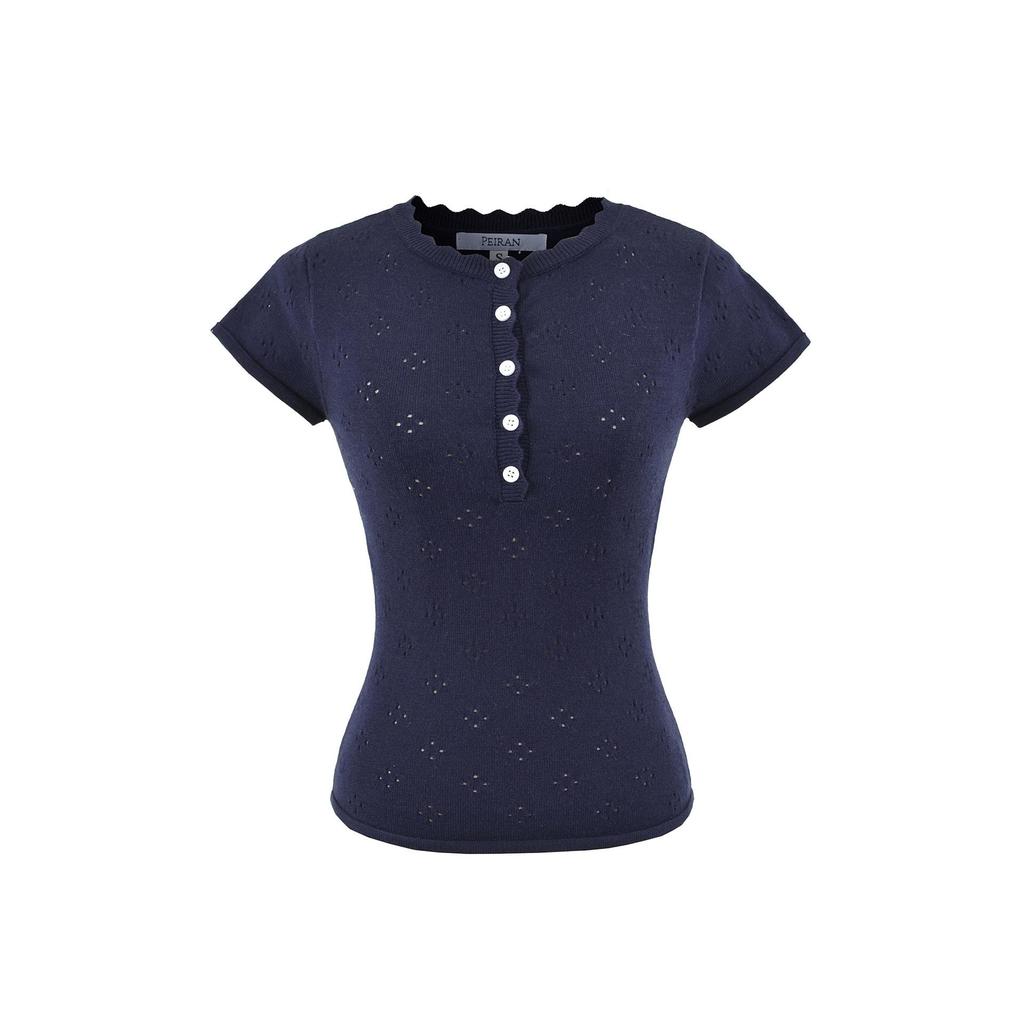 European & American Style Women's Solid Color Knit Short Sleeve Top 26021 - Summer 2026 Collection.