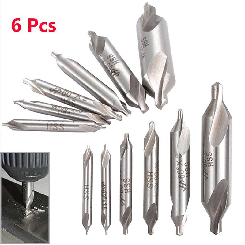 6pcs HSS Center Drill Bits 60 Degree Countersink Tools 1//1.5//2//3//4//5mm Set High Hardness