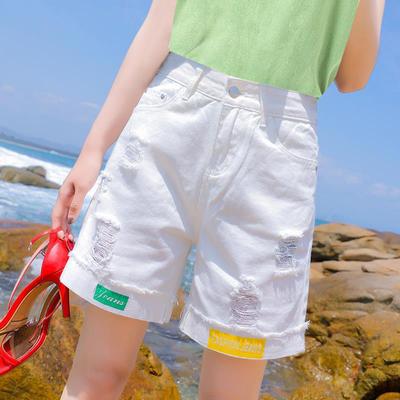 Fashionable Ripped Denim Shorts with High Waist and Loose Fit