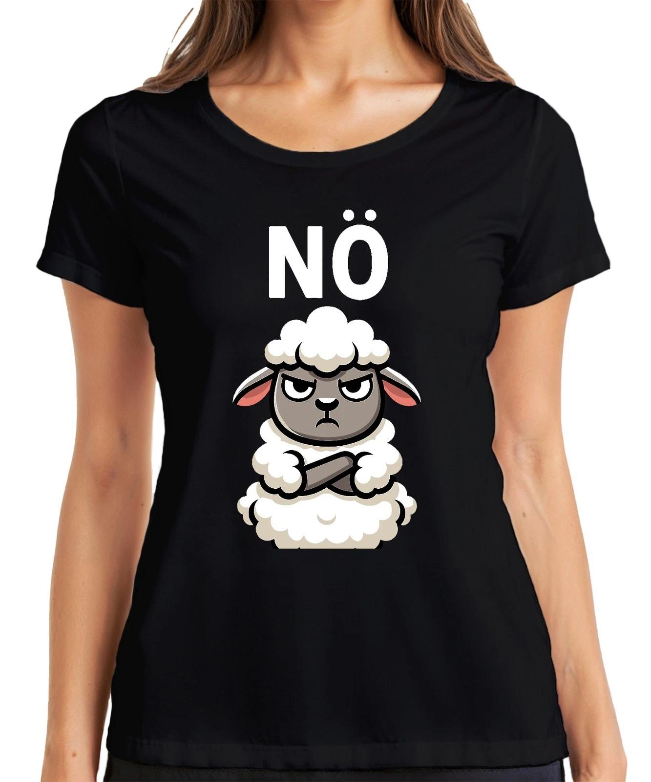 NÖ Schaf mürrisch sarkastisch grimmig Cartoon Bauernhof Geschenk Damen T-Shirt XL