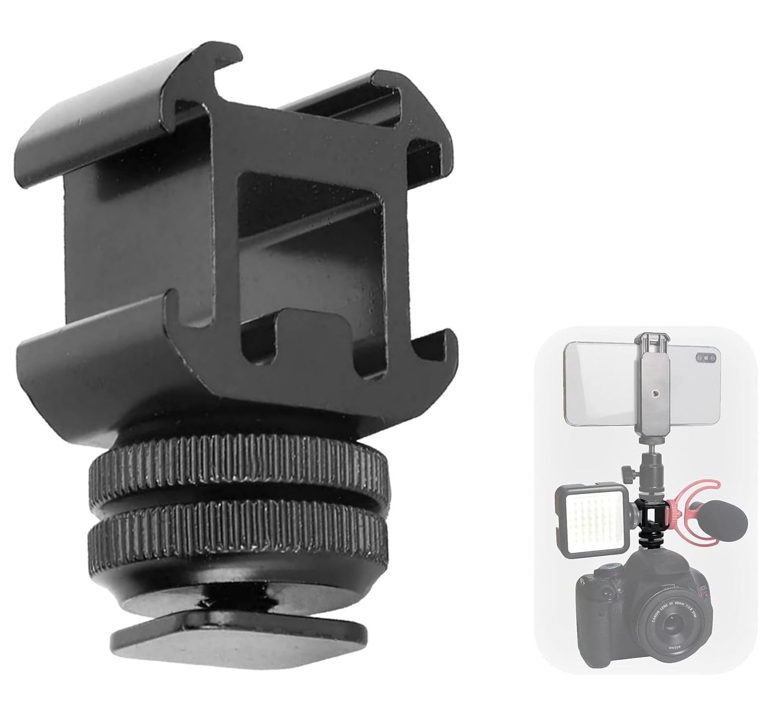 

3 Адаптер для кріплення холодного черевика Адаптер для черевика Гвинт для гарячого черевика Гвинтовий адаптер для та Пристрої підтримки фотографій і 1/4 Камери, Фотографії, Відео, чорний