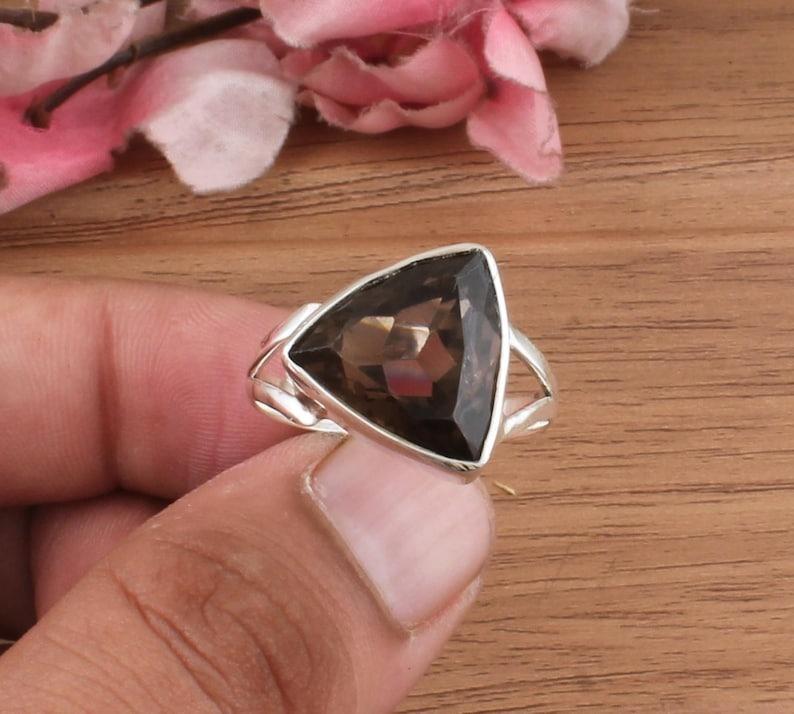 Solid 925 Sterling Silver Smokey Quartz Gemstone Ring, Handmade Designer Ring, Bohemian Ring, Gift For Her