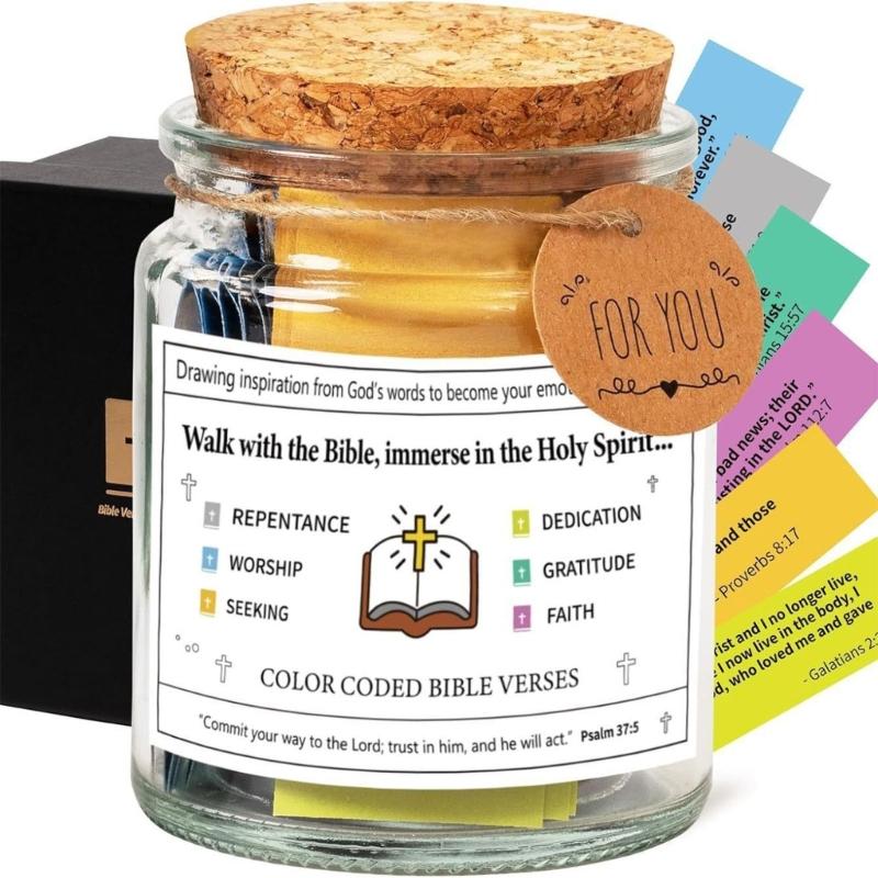 Devotional Vessel Bible Verses In Glass Jar For Prayer Scripture Paper Cards Included Christian Home Decoration Gift