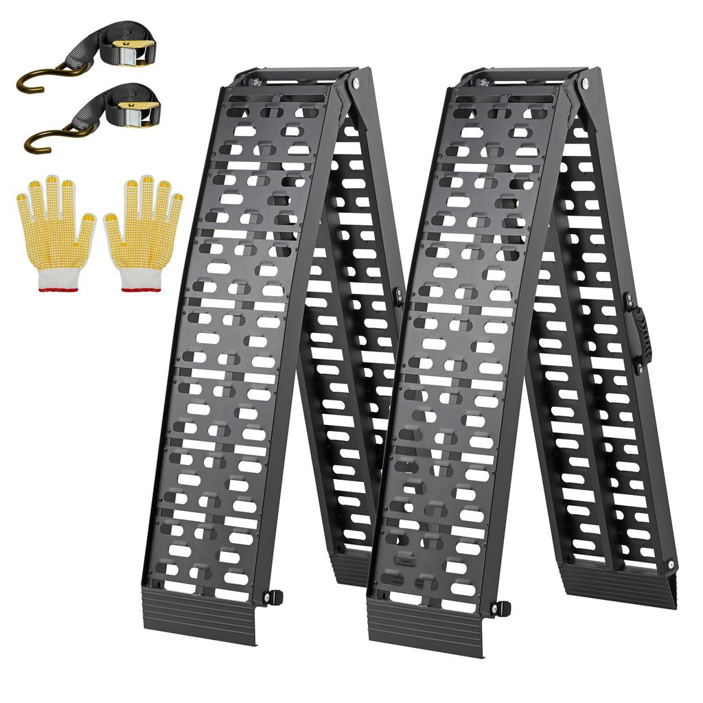 LEMNISCATE Aluminum Ladder Set of 228cm 680kg Weight Foldable Aluminum Lightweight Aluminum with Handles and Snap Hooks for Secure Motorcycle and