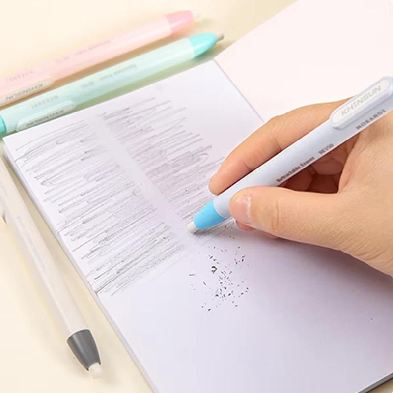 Creative Pen Shape Press Type Pencil Eraser Replaceable Core Sketching Painting Writing Erase Supplies Japanese Stationery