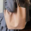 Simple and Retro Woven Pattern Bag, Commuter Single-shoulder Bag, Casual Large-capacity Tote Bag