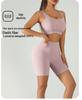 Ribbed Band Sports Bra & High-Waisted Peach Fitness Yoga Shorts Set