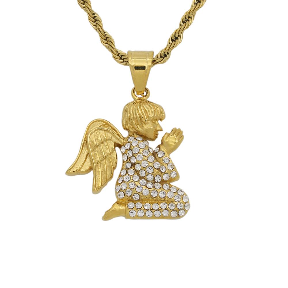 Hip Hop Hiphop Jewelry Fashion Praying Angel Pendant Necklace