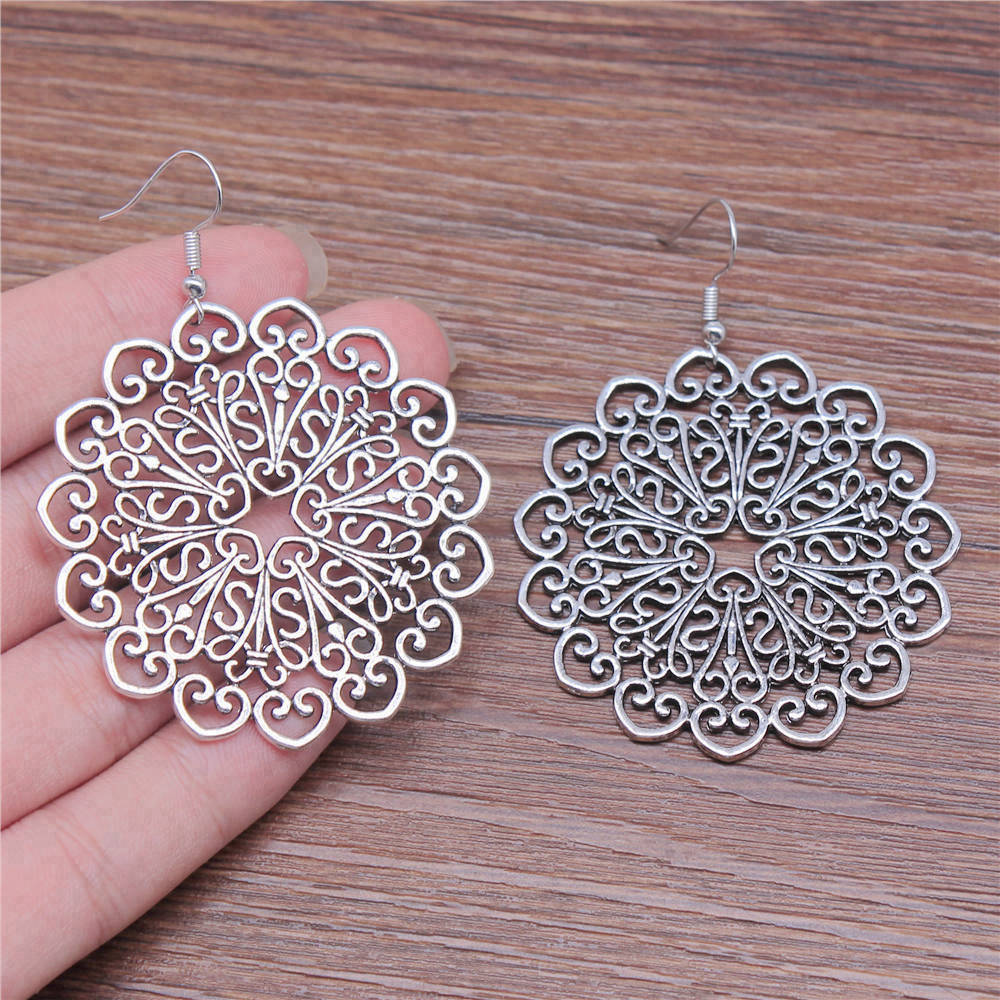 Hängeohrring Pflanze Blume des Lebens Minimalistischer Schmuck Komponenten Ohrringgröße 18x19mm QE020