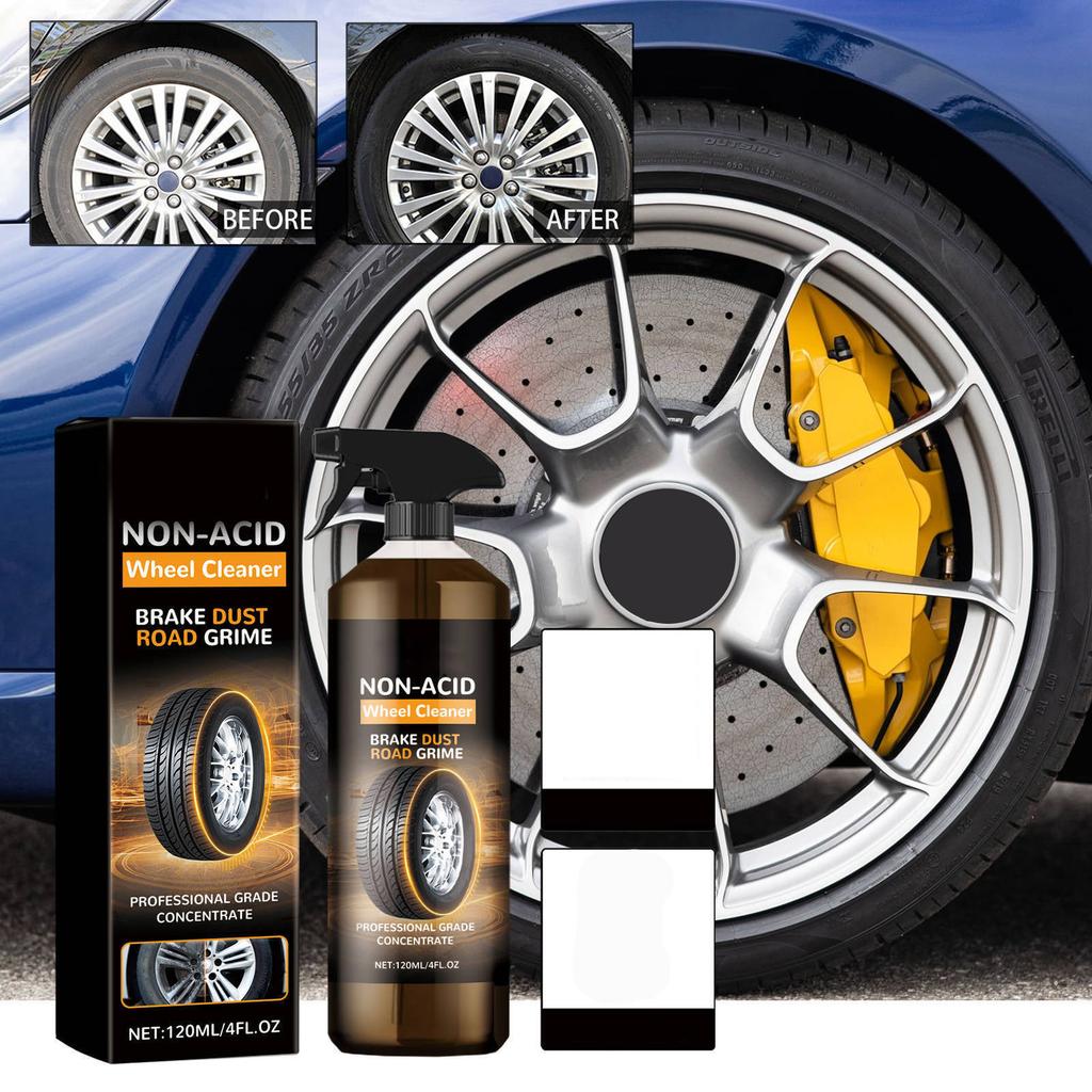 Homonth Car Tire Cleaner Set Wheel Refurbishment Cleaning Polishing Maintenance Multi-function Cleaning Agent 120ML