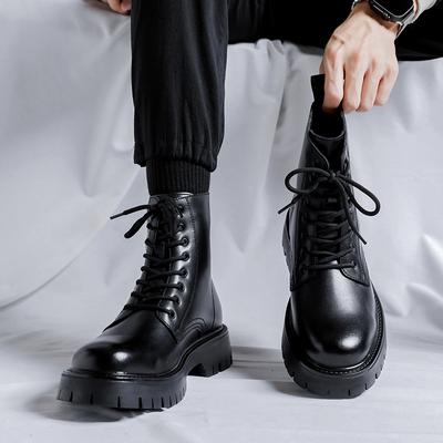 Martin Boots Men's Autumn and Winter High-top Heightening Tooling Leather Boots Men's British Wind Mid-top Locomotive Boots 2558-R
