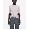 CS Spring/Summer New Women's Clothing French Commute Style Standard Edition Round Neck All-Matching Knitting T-shirt Tops 1069400