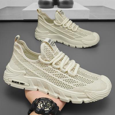 Coconut Shoes Men's Shoes Summer New Breathable Hollow Mesh Shoes Men's Sports Shoes Non-slip Casual Flying Knitted Dad Shoes