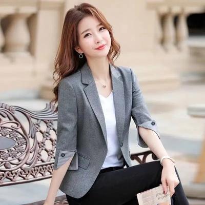 Women's Plus Size Short Business Suit Tops Slim Jacket Office Jacket