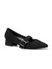 Women's Summer Pointed Toe Mary Jane Flats with Chunky Low Heels and Single Strap Buckle