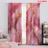 2D Flat Printing 2pcs Scene Curtains Pink Marble Blackout Polyester Family Party for All Occasions Decorate