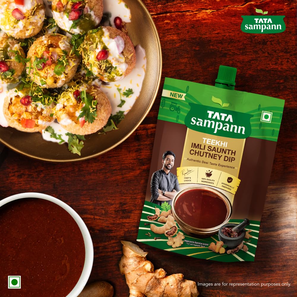 Tata Sampann Teekhi Imli Saunth Chutney Dip Spicy Tangy Tamarind Ginger Flavor For Snacks Meals 200 g