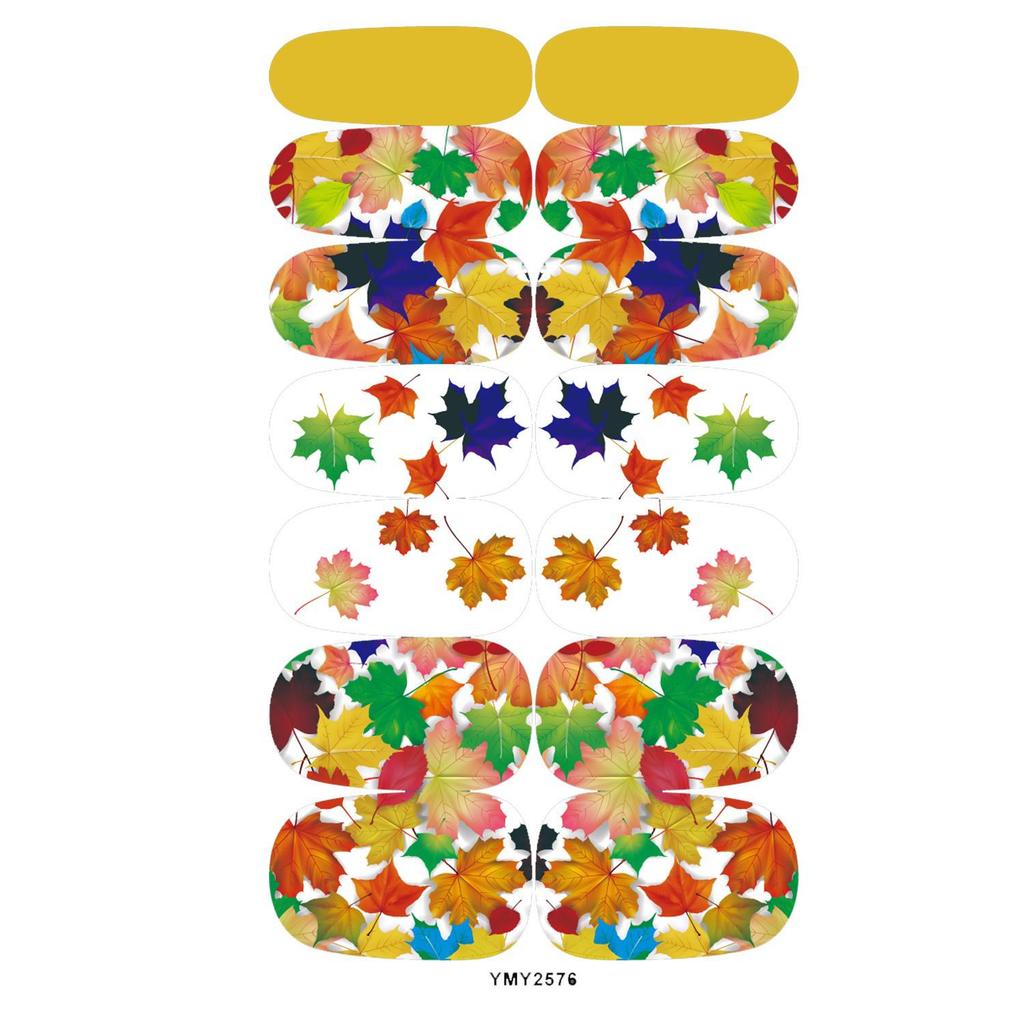 Waterproof Autumn Leaves Fox Nail Art Stickers - Full Cover Ins Style (YMY2566-2576)