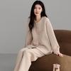 2025 Women's Winter Three-Layer Pajama Set: Thick, Warm, Simple Style, Long Sleeve & Pants