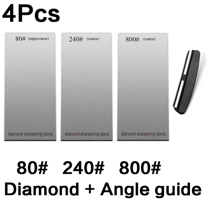 120/600/1500/3000 Grit Diamond Sharpening Stones Knife Sharpener Anti-skid Base Kitchen Knife Sharpening Tool Set Flake Plate