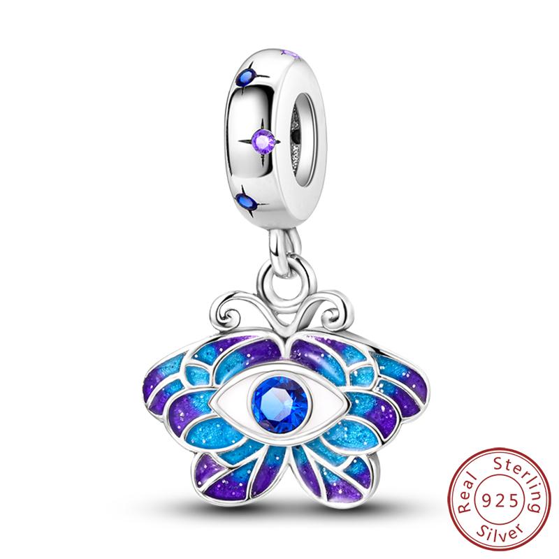 Elegant S925 Silver Butterfly & Dragonfly Multicolor Charms Beads Pendant 3mm DIY Fine Jewelry Making Accessories Gifts