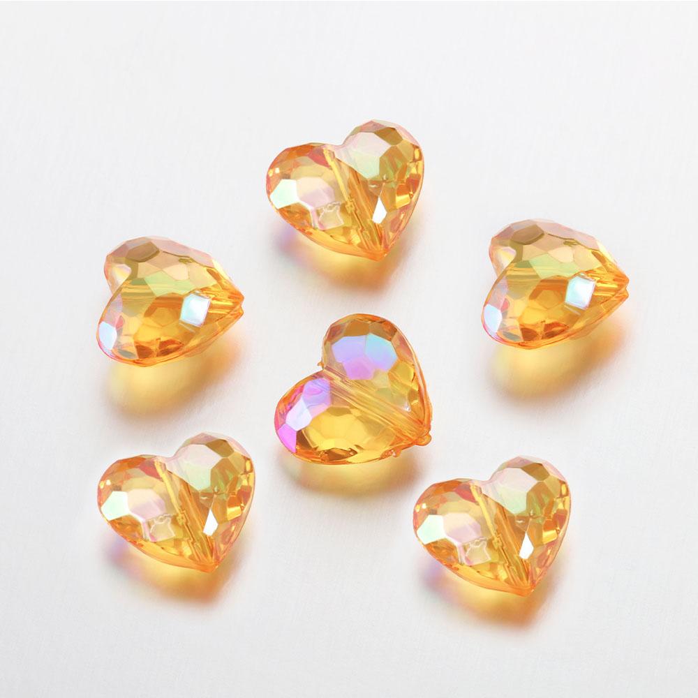 20pcs Acrylic Love Heart Beads Mixed Color Crystal Loose Spacer Beads for Jewelry Making Necklace Bracelet Handmade Accessories