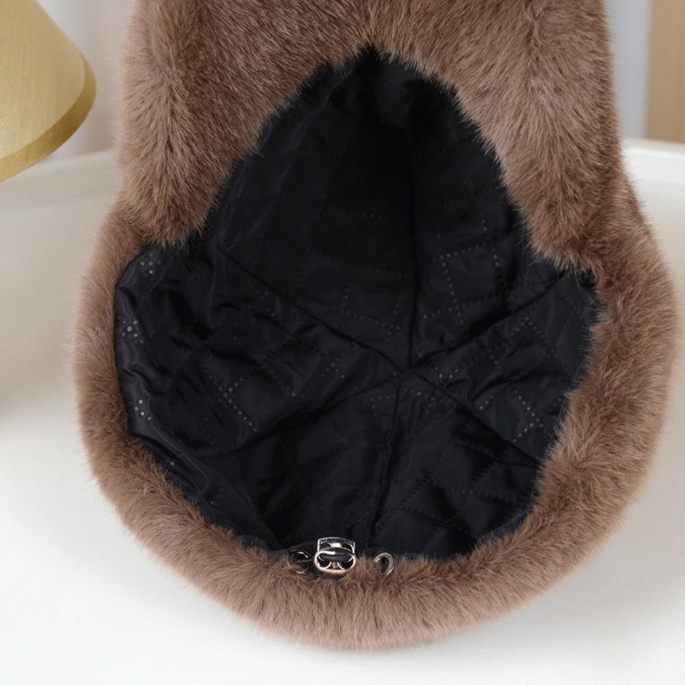 Solid Color Faux Fur Duckbill Hat Thickened Warm Plush Hat Casual Fluffy Baseball Hat Outdoor