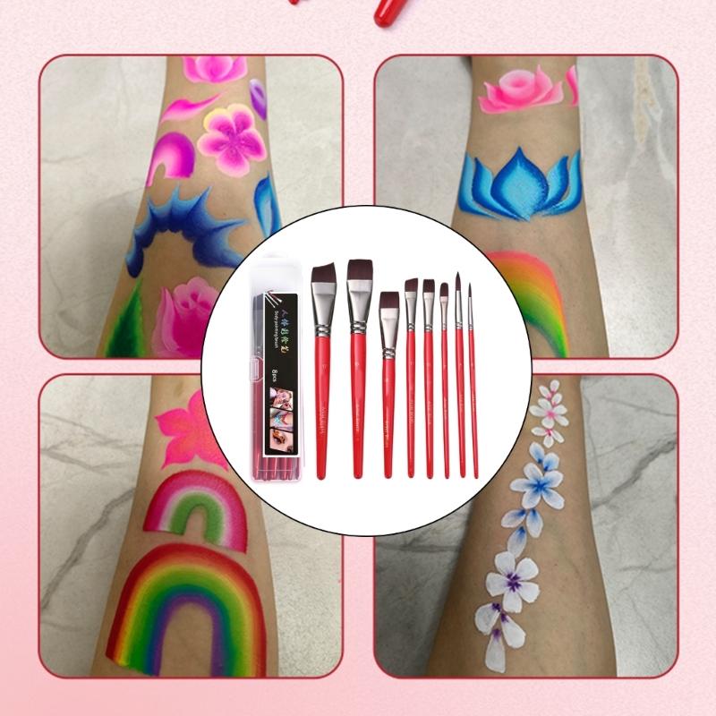 8 Stück Künstler-Pinsel Körperbemalungs-Pinsel Nylonhaar Malpinsel Gesichtsfarbe Pinsel Zeichenbedarf