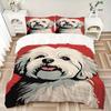 3PCs Maltese Dog Design Cover Set, Breathable Fabric, Machine Washable (1 Duvet Cover + 2 Pillowcases) (Without Quilt) Yy250911171