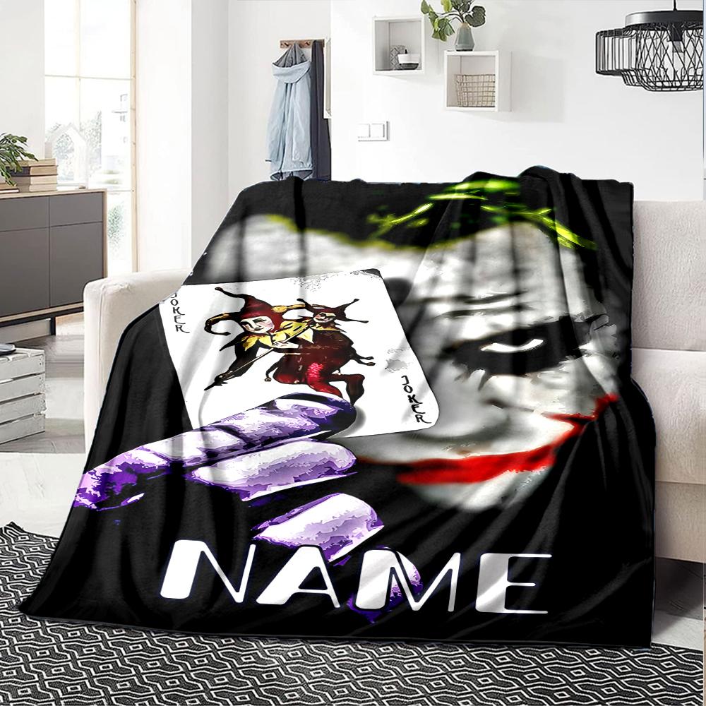 Customiz Name Personality Joker Blanket Soft &Warm Sofa Office Bed Travel Lunch Break Blanket, Gift Suitable All Seasons