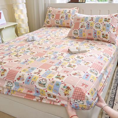 1pc Washed Cotton Bed Sheets with Elastic Single/Queen/King Cartoon Style Fitted Bed Sheet Sabanas Matrimoniales Sheets for Bed