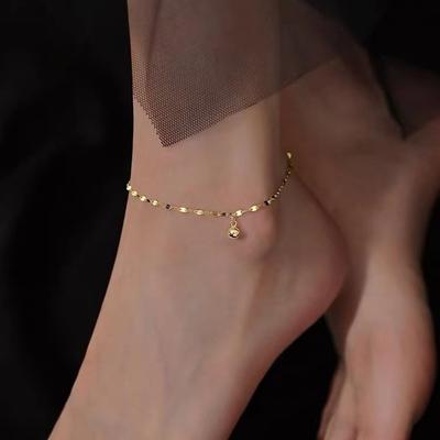 S925 Sterling Silver Light Luxury Anklet for Women Special-Interest Design Lip Chain Simple and Adjustable Foot Ornaments