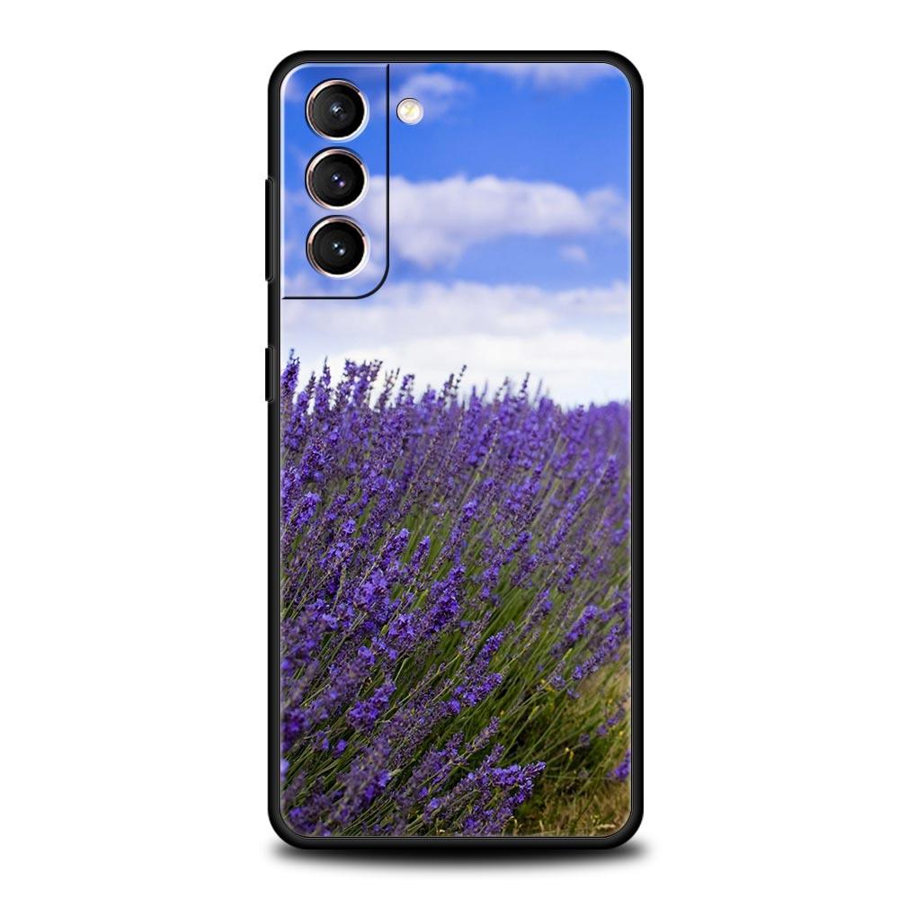 Simple Lavender Purple Flowers Phone Case For Samsung Galaxy S24 S23 S22 S20 Ultra S21 FE 5G S10 S9 Plus S10E S8 Soft Cover
