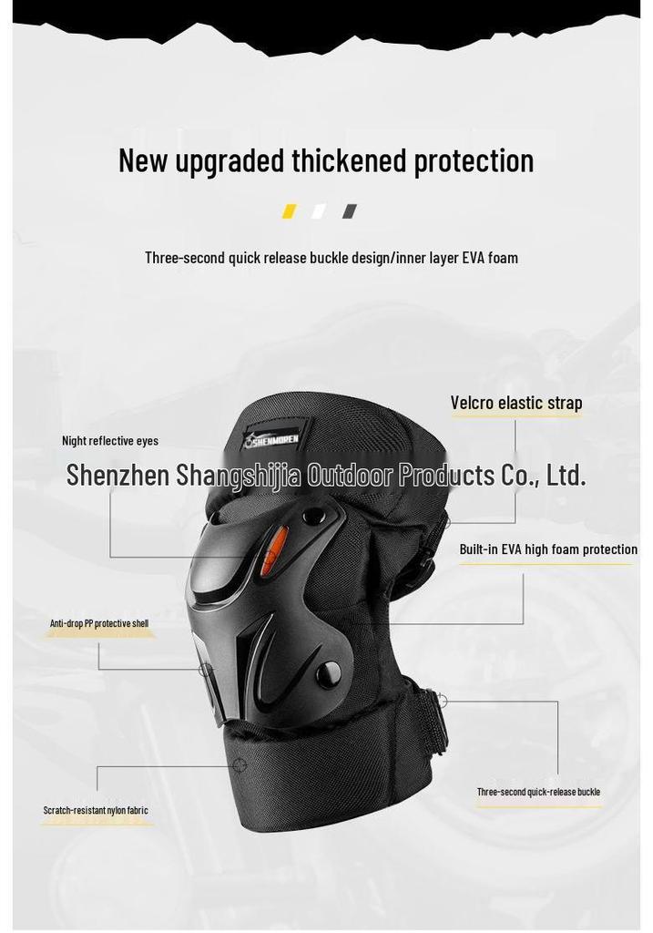 Men's Motorcycle Riding Protective Gear: Electric Hard Shell Knee & Elbow Pads for All-Season Outdoor Use.